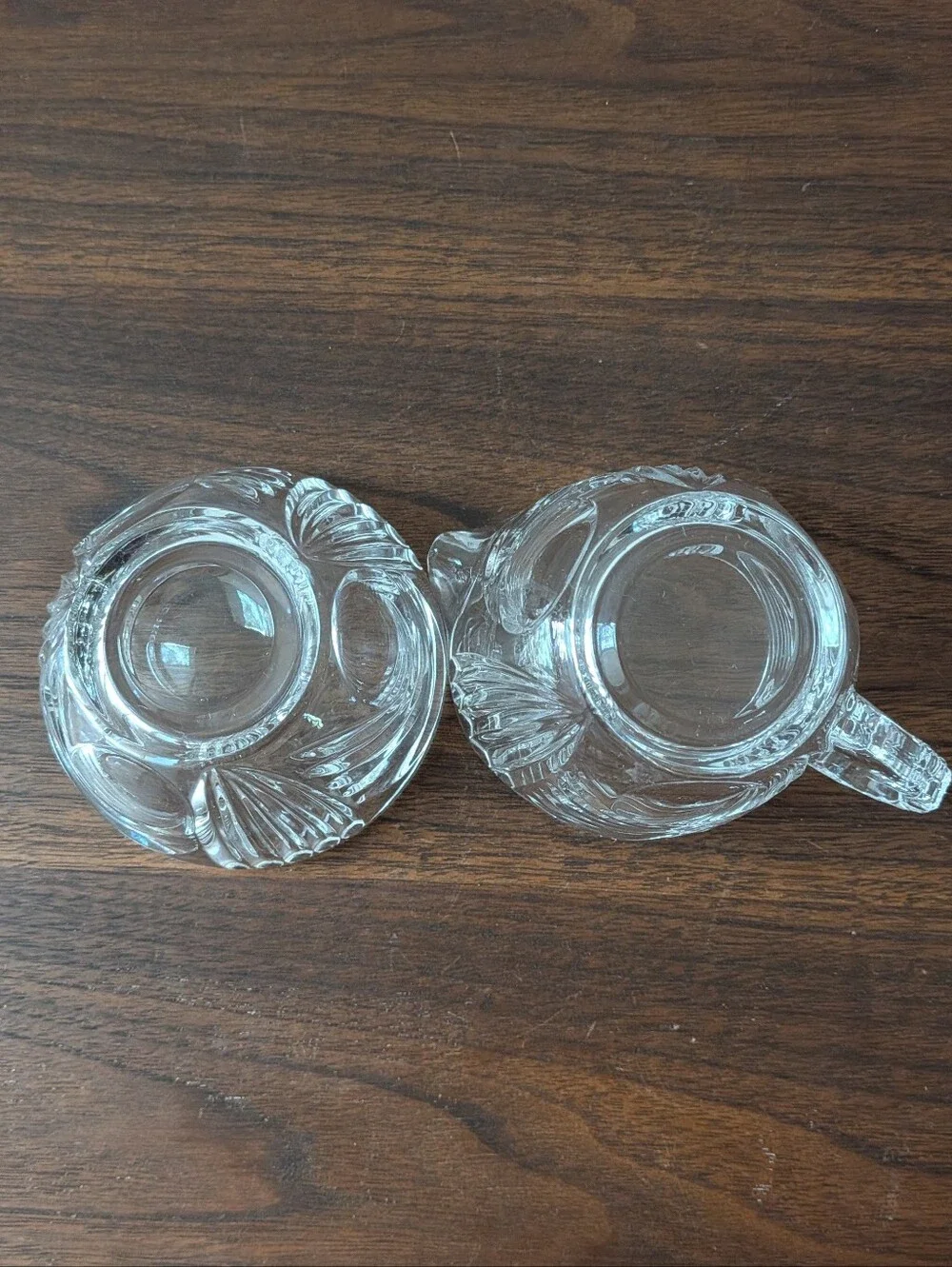 Princess House Crystal Swirls & Dots Creamer Sugar And Tray Set- 3 Pieces